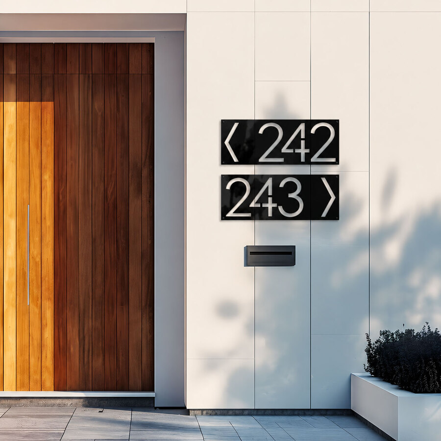 Modern Directional House Number Sign | Unit & Address Plaque