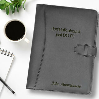 Black Leather Portfolio with Secure Closure