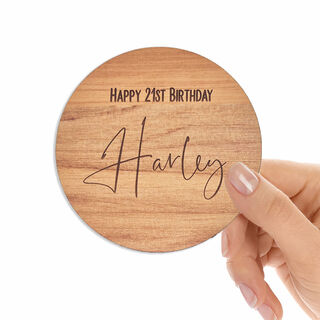 Mini Engraved Plaque or Sign | Coaster - 21st Birthday Key Alternative