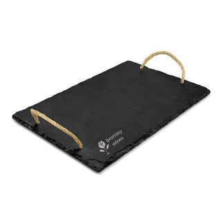 EBONY Slate Serving Platter with Rope Handles